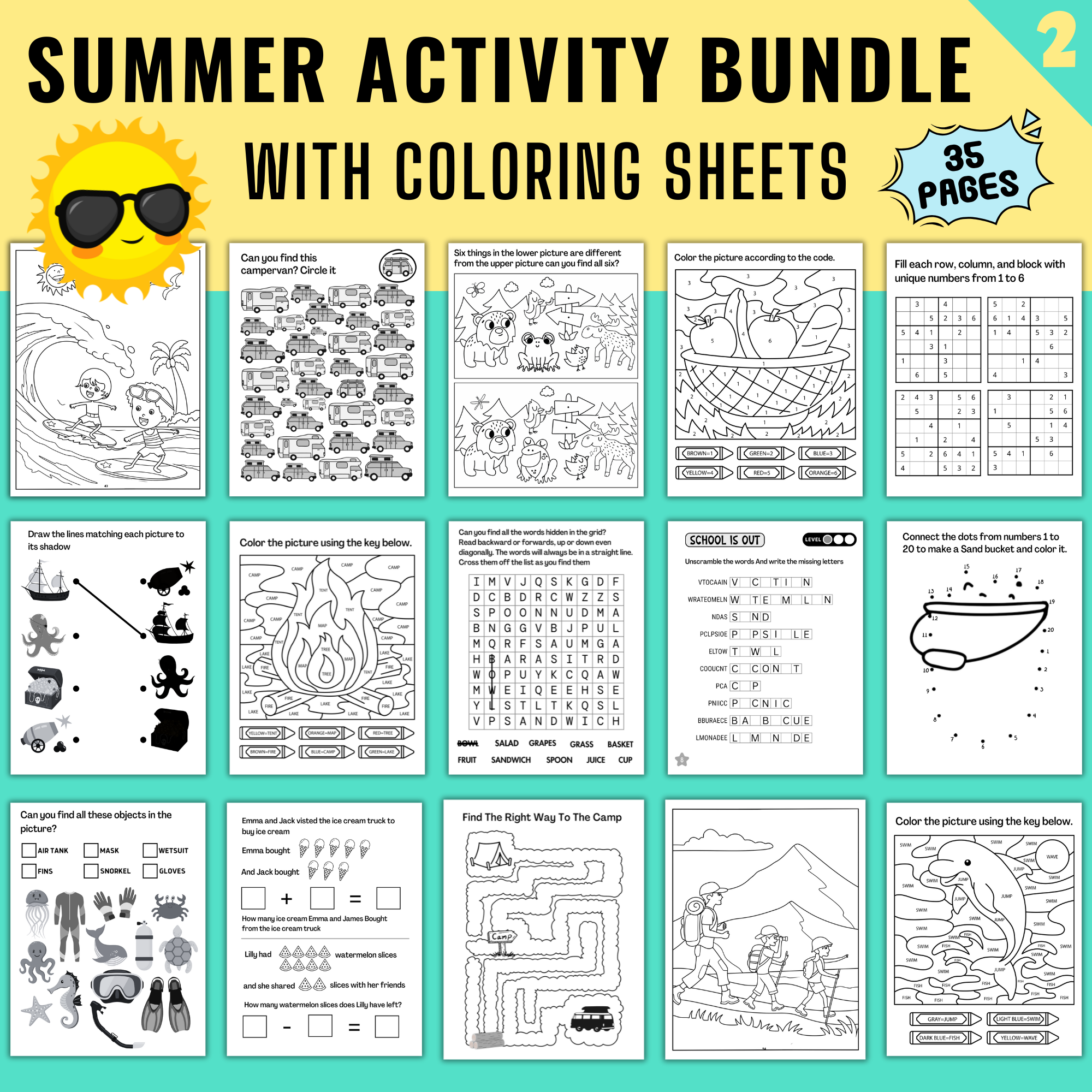 35 Summer Kids Activities Bundle
