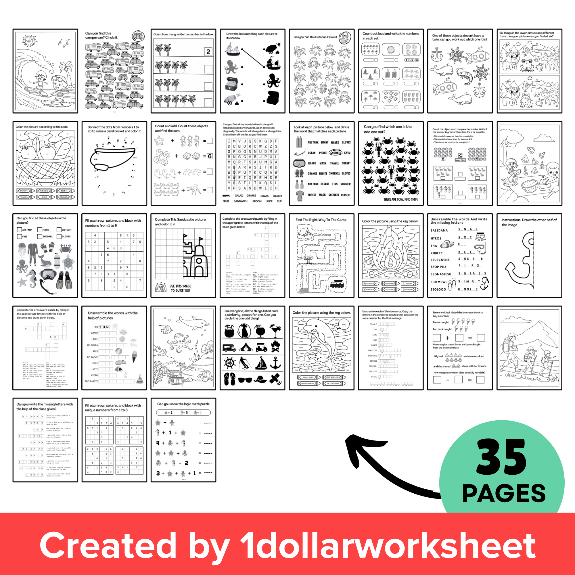 35 Summer Kids Activities Bundle