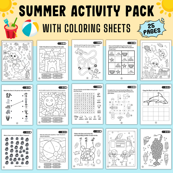 25 Summer Kids Activities Maze Coloring Pages Puzzles