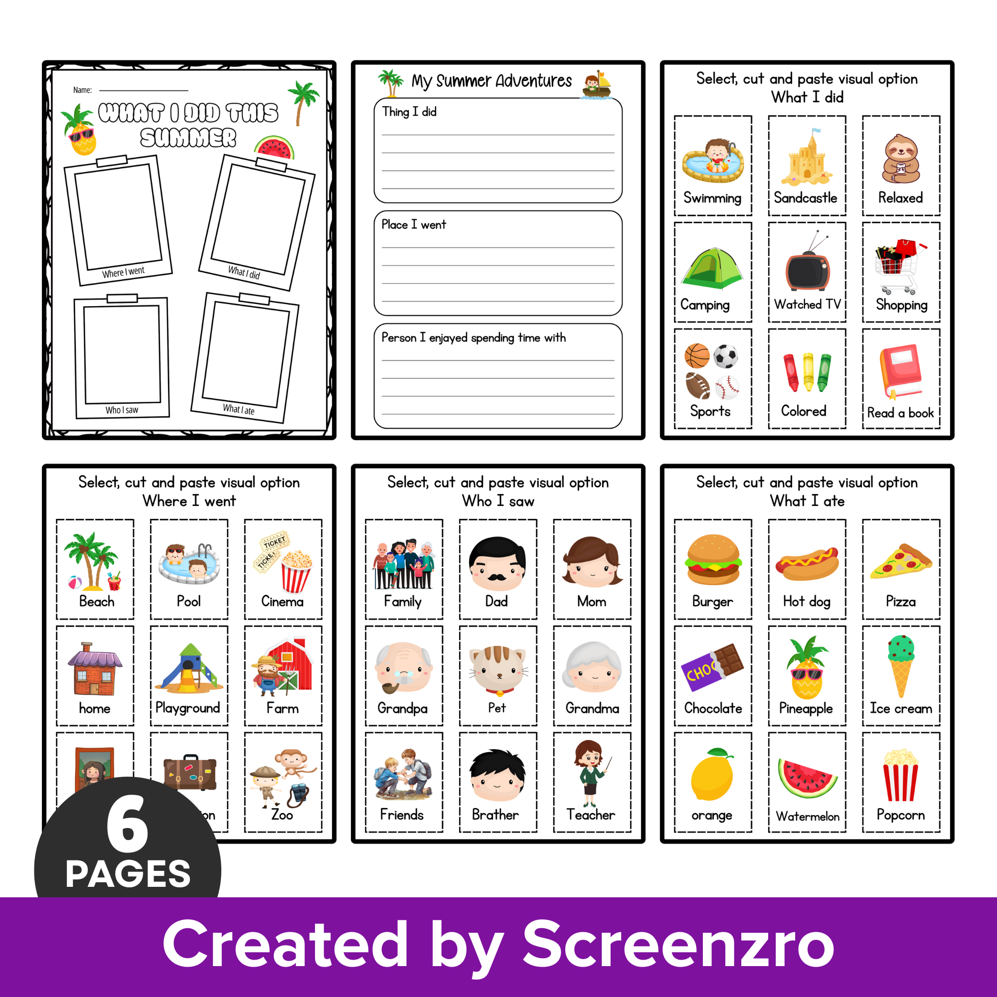 What Did You Do This Summer Activities