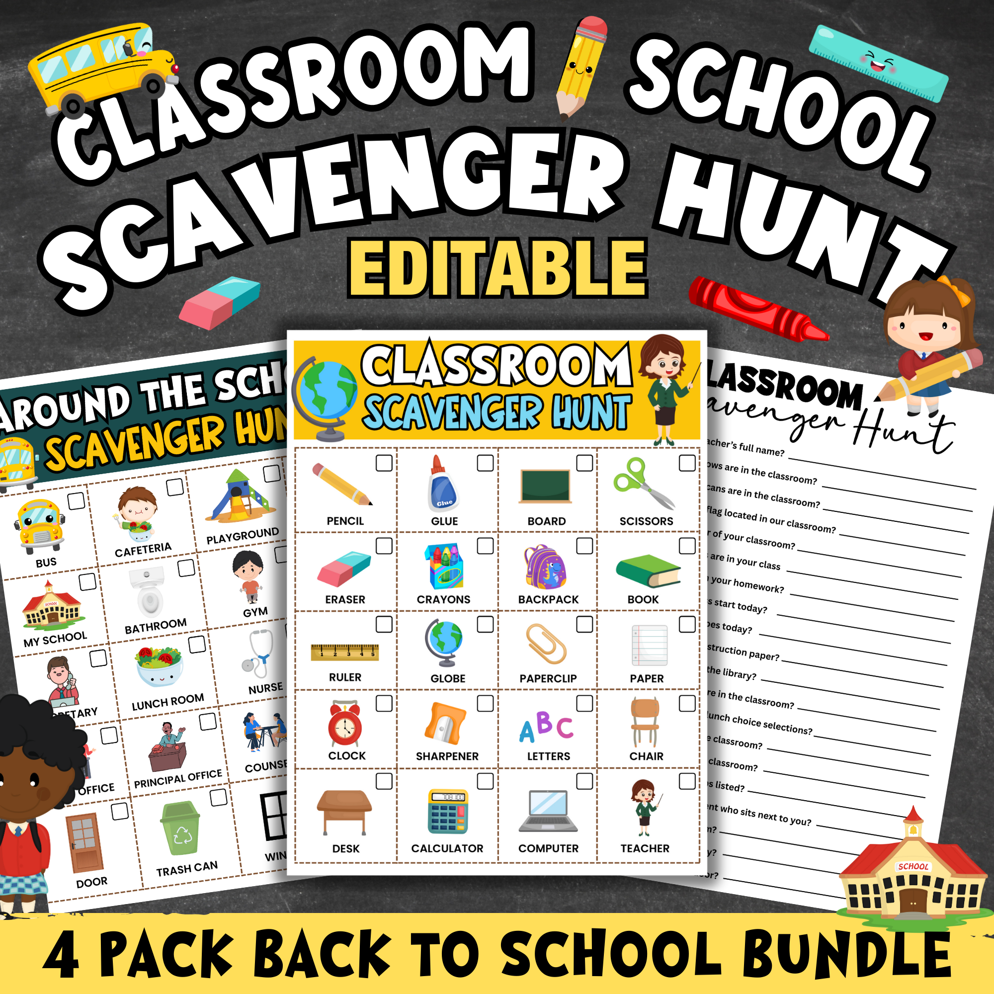 Classroom Scavenger Hunt (Editable)