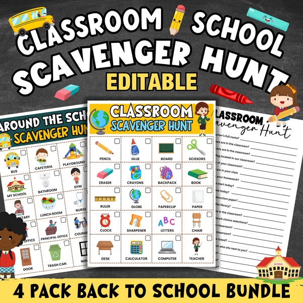 Classroom Scavenger Hunt (Editable)